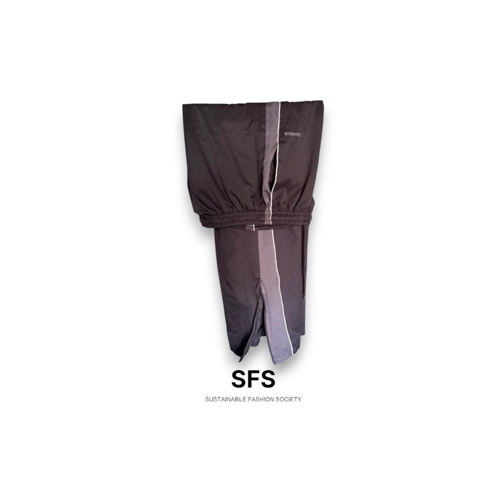 🦇 Y2K Reebok Black Slate Gray Mesh Lined Ankle Zip Track Pants Mens Large - Picture 3 of 8